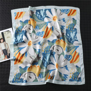 High Quality Floral Print Silk Square Scarf - Image 2