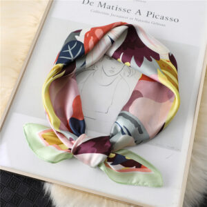High Quality Floral Print Silk Square Scarf - Image 5