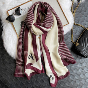 Letter Striped Print Warm Scarf