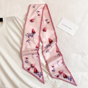 Long Silk Floral Print Neck Scarves - Image 4