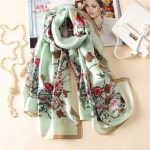 Luxury brand floral print silk scarves - Image 8