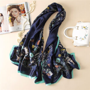 Luxury brand floral print silk scarves - Image 4
