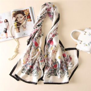 Luxury brand floral print silk scarves - Image 6