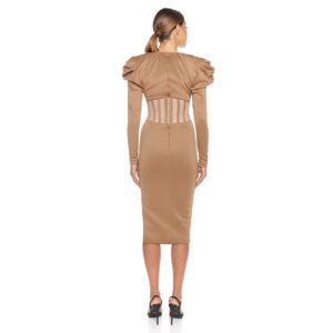Sexy Puff Sleeve Cut Out Side Split Mesh Party Long Dresses - Image 3