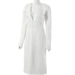 Sexy Puff Sleeve Cut Out Side Split Mesh Party Long Dresses - Image 9