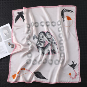 Swallow Print Lady Square Silk Scarf - Image 2