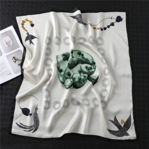 Swallow Print Lady Square Silk Scarf - Image 4
