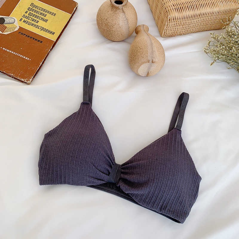 Sexy Women Solid Color Rib-knit Soft Cotton Bra - Power Day Sale