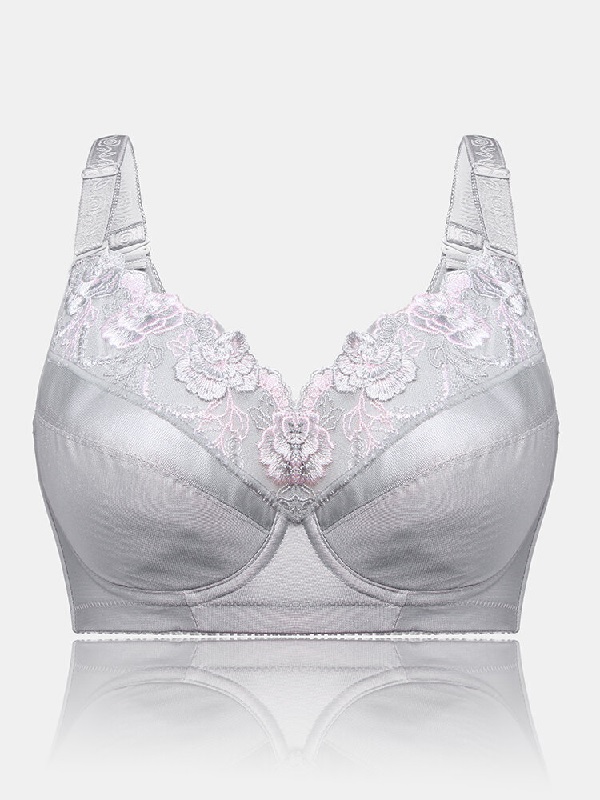Embroidery Lace Full Coverage Gather Thin Breathable Bras - Power Day Sale