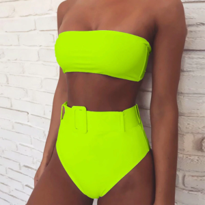 High Waist Brazilian Neon Bikini Belt Swimwear - Image 7
