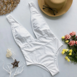 V-neck Sleeveless Cheeky Padded Bra One Piece Swimsuit - Image 8