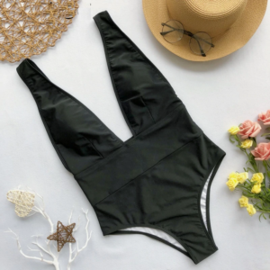 V-neck Sleeveless Cheeky Padded Bra One Piece Swimsuit - Image 9