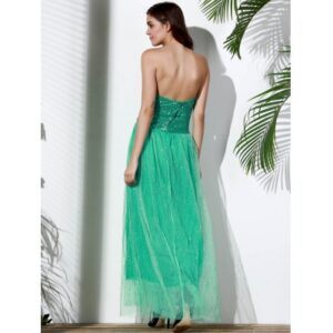 Strapless Sequin Long Swing Prom Evening Dress - Image 4