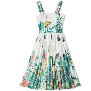 Backless Party Dress Beach Sleeveless Tank Buttons Floral Printed Midi Vestidos - Image 6