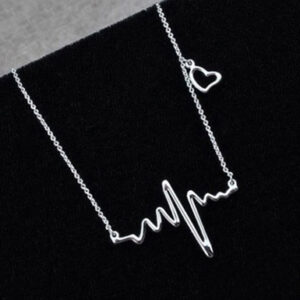 Choker Collar Bib Necklace Heart Beat Pendant - Image 6