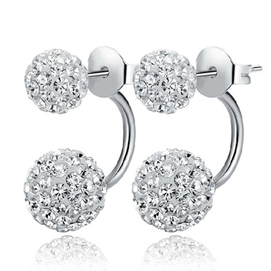 Double Beaded Crystal 925 Sterling Silver Stud Earring