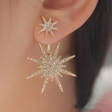 Fashion Snowflake Crystal Fission Stud Earring