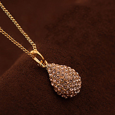 Long Chain Necklace Crystal Pendant