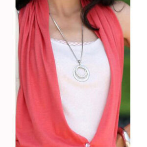 Long Chain Necklace Crystal Rhinestone and Silver Plated Pendant - Image 4