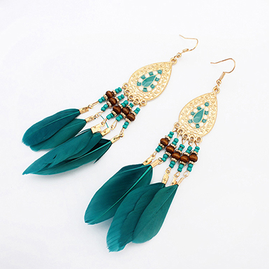 Native American Style Earrings with Genuine Feathers