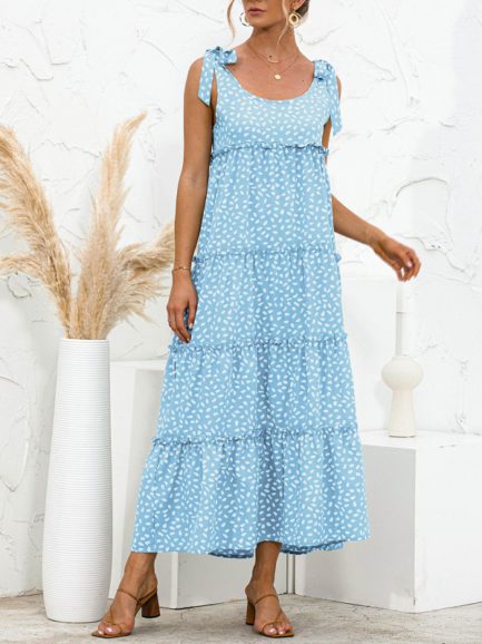 New Dot Sleeveless Casual Maxi Dress - Power Day Sale