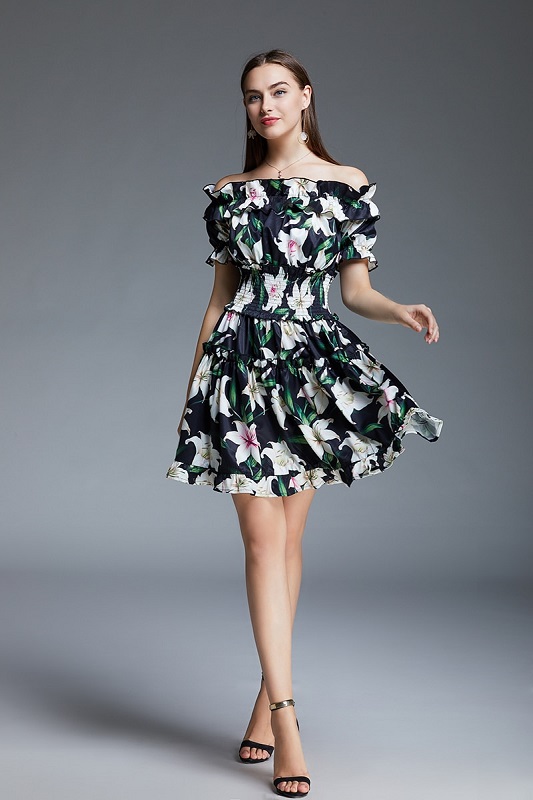 Runway Designer Lily Floral Print Short Dress