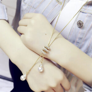 Snake Style Wrap-Around Pearl Bead Long Statement Chain Necklace - Image 3