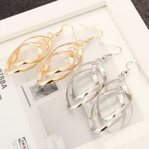 Spiral Plated Dangle Drop Earrings - Image 2