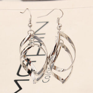 Spiral Plated Dangle Drop Earrings - Image 3