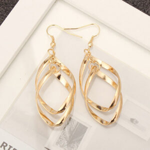 Spiral Plated Dangle Drop Earrings - Image 5