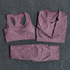 3Pcs Fitness Yoga Workout Sportswear Suits - Image 3