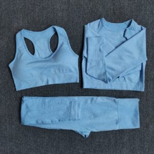 3Pcs Fitness Yoga Workout Sportswear Suits - Image 6