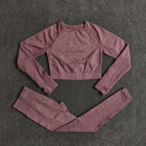 Fitness Long Sleeve Crop Top High Waist Leggings Sports Suits