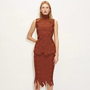 Sexy Tank Tops and Midi Skirts Club Party Bandage 2Pieces Sets - Image 3