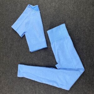 Short Crop Top High Waist Running Leggings Sports Set - Image 4