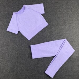 Short Crop Top High Waist Running Leggings Sports Set