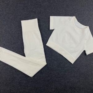 Short Crop Top High Waist Running Leggings Sports Set - Image 7