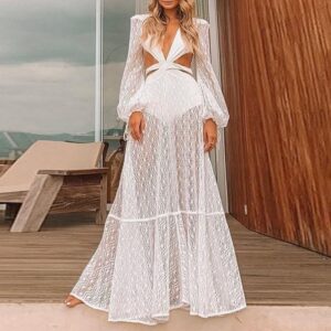 Sexy Floral Print Off Shoulder Belt Cover Up - Image 11