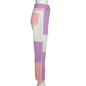 Casual Patchwork High Waist Slim Streetwear Straight Pants - Image 7
