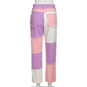 Casual Patchwork High Waist Slim Streetwear Straight Pants - Image 6
