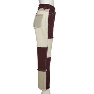 Casual Patchwork High Waist Slim Streetwear Straight Pants - Image 10