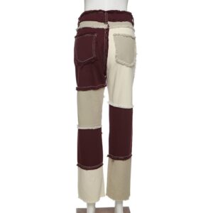 Casual Patchwork High Waist Slim Streetwear Straight Pants - Image 9