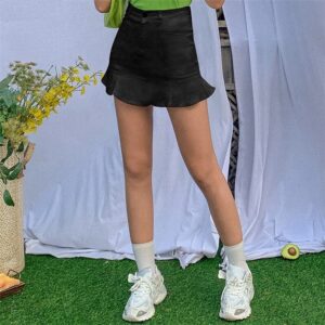 Casual Ruffle Hem Solid Slim Bodycon Trumpet Skirt - Image 4
