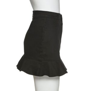 Casual Ruffle Hem Solid Slim Bodycon Trumpet Skirt - Image 6