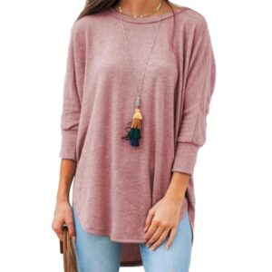 Casual Solid Color 3/4 Sleeve O Neck Loose T-shirt - Image 4