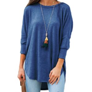 Casual Solid Color 3/4 Sleeve O Neck Loose T-shirt - Image 5