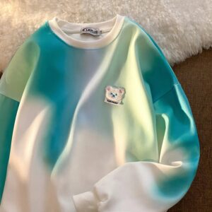Chic Tie Dye Sweatshirt Embroidery Korean Fashion Tops - Image 5