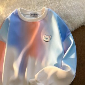 Chic Tie Dye Sweatshirt Embroidery Korean Fashion Tops - Image 6