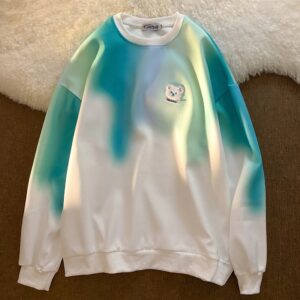 Chic Tie Dye Sweatshirt Embroidery Korean Fashion Tops - Image 7