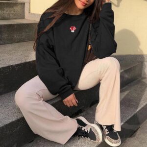 Fashion streetwear Small Mushroom Embroidery sweatshirt - Image 2